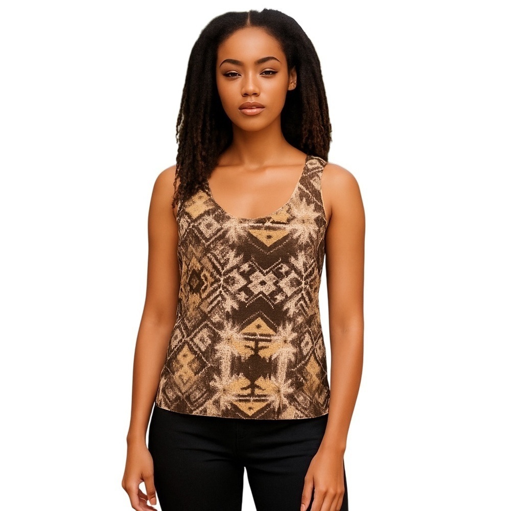 Ecote Geometric Print Scoop Back Tank Top size 8 Sleeveless camisole